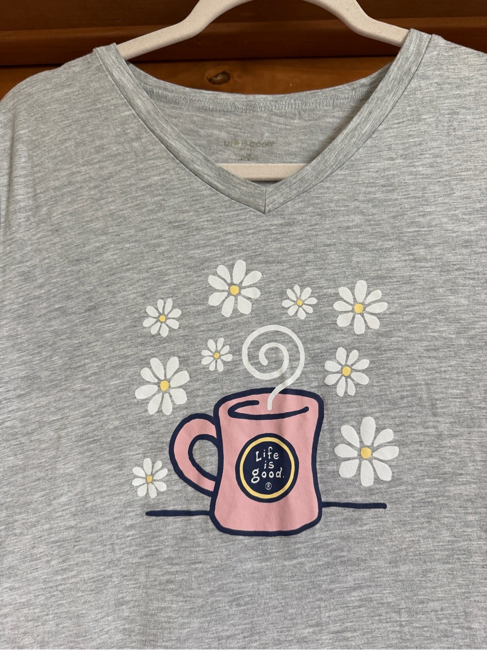 Life Is Good Heather Gray Logo Patch Pajama T‑Shirt